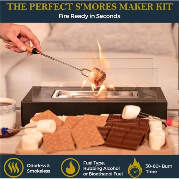 Tabletop Fire Pit with Smores Maker Kit Portable Indoor/Outdoor Mini Small - Picture 4 of 5